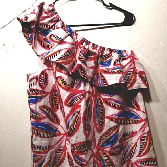 J Crew Women's M Asym Open Shoulder Floral Dress - Picture 3 of 12